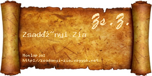 Zsadányi Zia névjegykártya